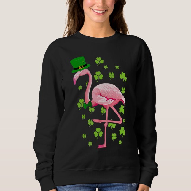 St patricks day Flamingo Leprechaun Shamrock Manar T Shirt (Framsida)