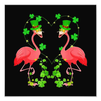 St patrick's day Flamingo Shamrock Heart Fototryck