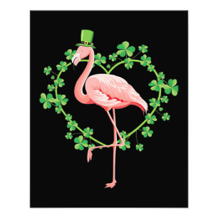 St patricks day Flamingo Shamrock Heart Fototryck