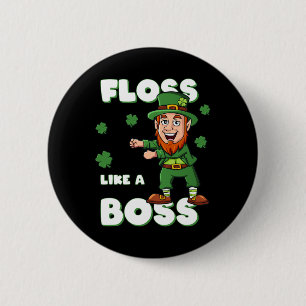 St Patricks Day Flossa Som En Boss Lätting Pojkar Knapp