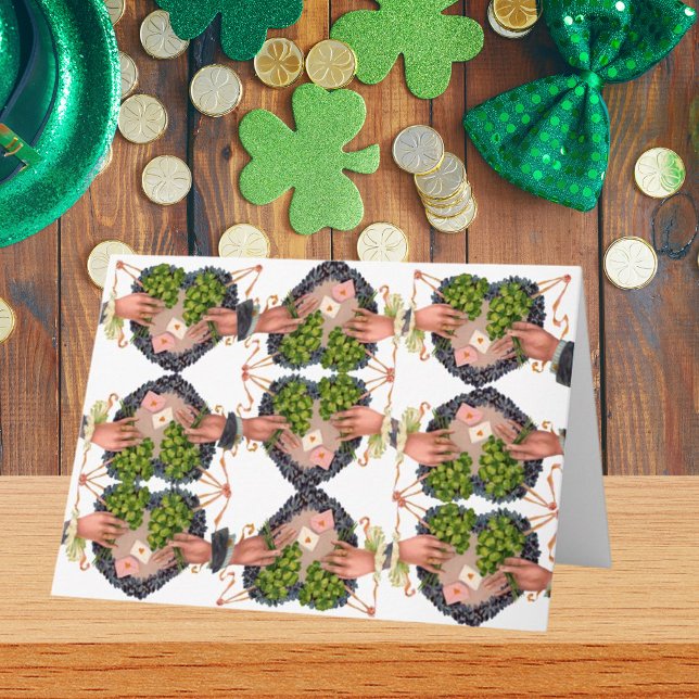 St. Patrick's Day Flower Heart och Klöver Bouquets Kort (St. Patrick's Day Flower Heart and Clover Bouquets Card)