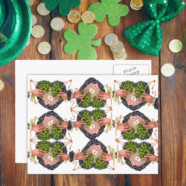 St. Patrick's Day Flower Heart och Klöver Bouquets Vykort (St. Patrick's Day Flower Heart and Clover Bouquets Postcard)