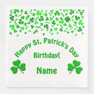 St Patricks Day Födelsedag Shamrocks Pappersservett