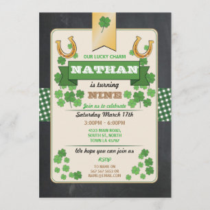 St. Patricks Day Födelsedagsfest Inbjudan, alla 9: Inbjudningar