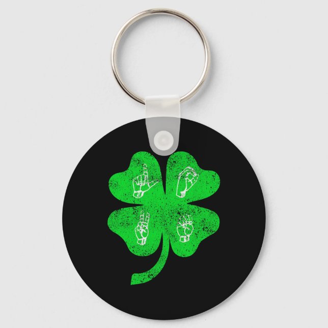 ST PATRICK'S DAY för ASL Kärlek-teckenspråk Medvet Nyckelring (Framsida)