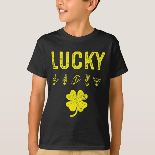 St patricks day för att öka medvetenheten om LUCKY T Shirt (Framsida)