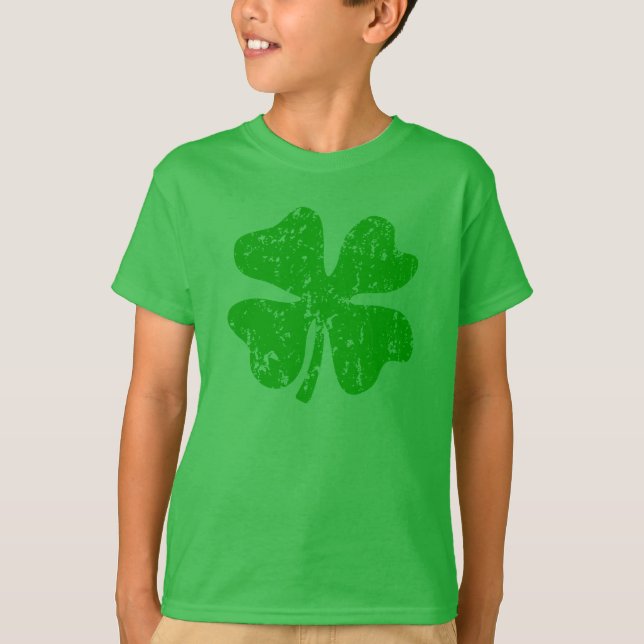 St patricks day för barn | Grönt schamprock T-shirt (Framsida)