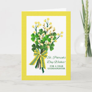 St. Patrick's Day for Goddotter with Bouquet Kort