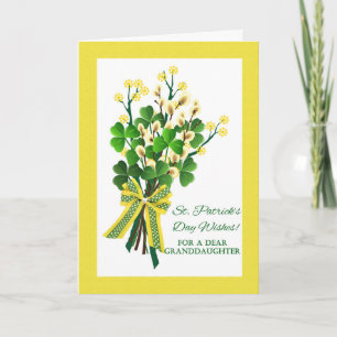 St. Patrick's Day for Granddotters with Flowers Kort