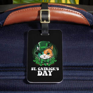 St patrick's day för kattlippor i St Catricks Day Bagagebricka