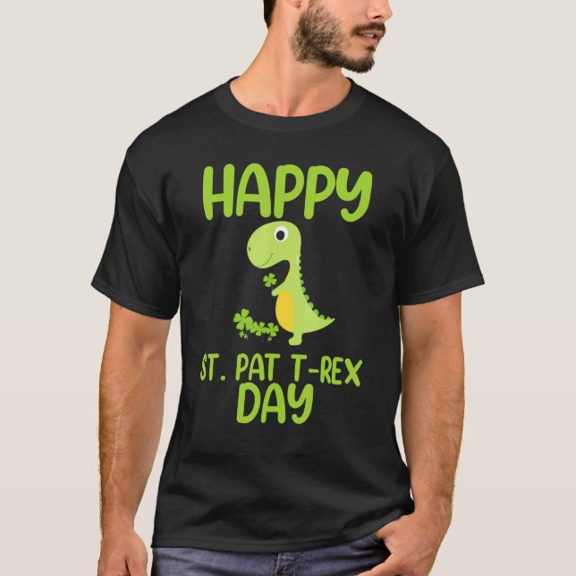St patrick's day för Lycklig St Pat Trex Day T Shirt (Framsida)