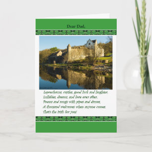 St. Patrick's Day for Pappa, Dikt, Castle, Shamroc Kort