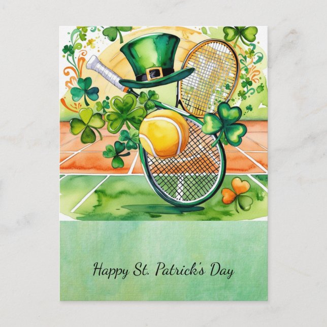 St. Patrick's Day for Tennis Player Helg Vykort (Framsida)