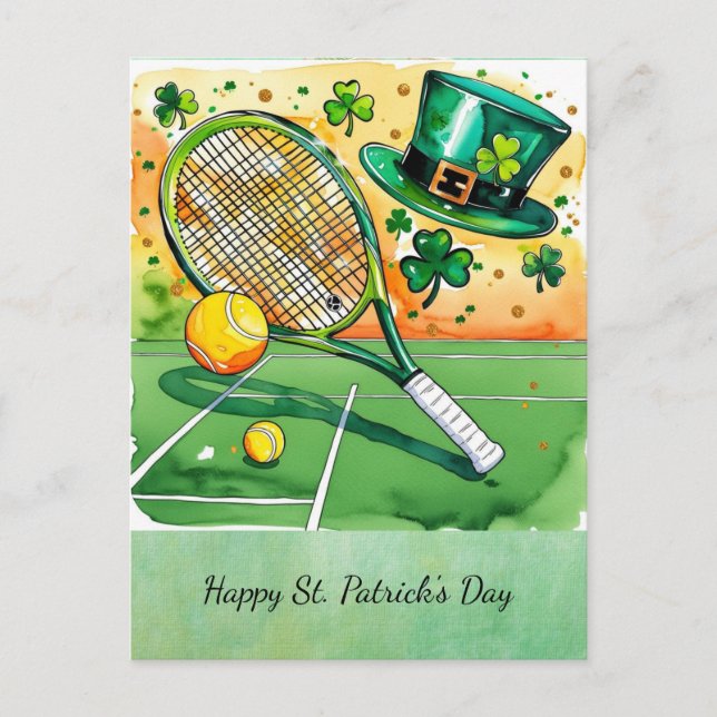 St. Patrick's Day for Tennis Player Helg Vykort (Framsida)