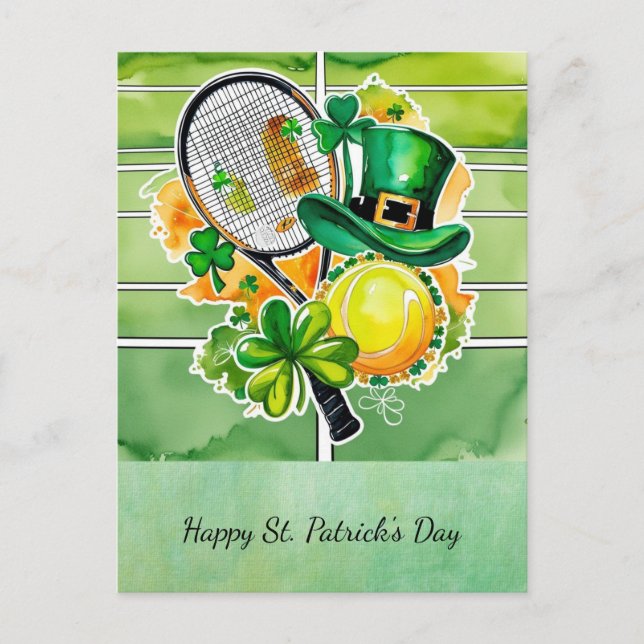 St. Patrick's Day for Tennis Player Helg Vykort (Framsida)