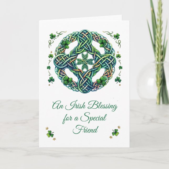 St Patricks Day För Vän Irlands Knut Välsignelse Kort (Framsida)
