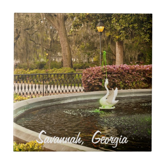 St patrick's day - Forsyth fontän, Savannah, GA Kakelplatta (Framsidan)