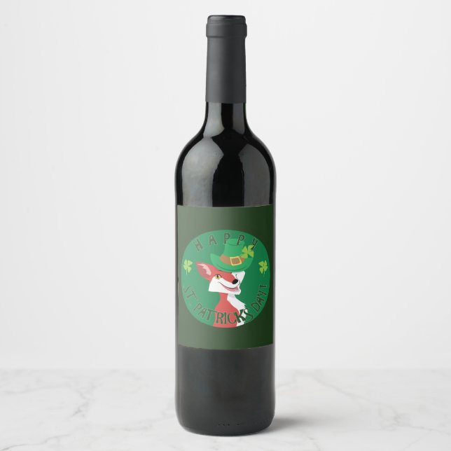 St. Patrick's Day Fox Vinflaska Etikett (Framsida)