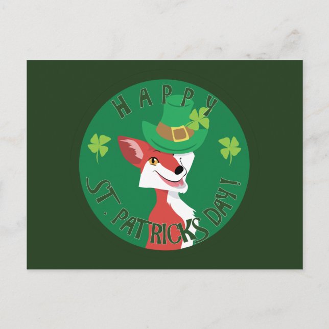 St. Patrick's Day Fox Vykort (Framsida)