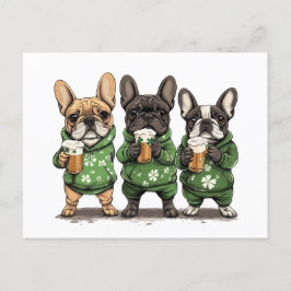 St. Patrick's Day Fransk Bulldog Helg Vykort