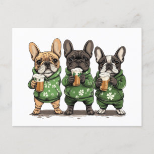 St. Patrick's Day Fransk Bulldog Helg Vykort