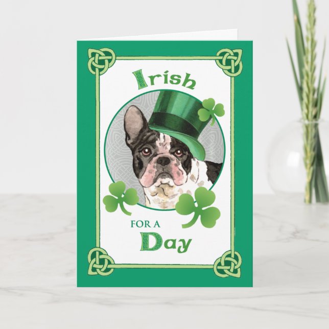 St. Patrick's Day Fransk Bulldog Kort (Framsida)