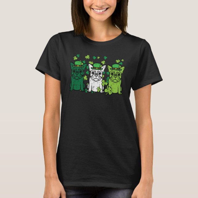St Patricks Day French Bulldogs Dog Frenchie Men W T Shirt (Framsida)