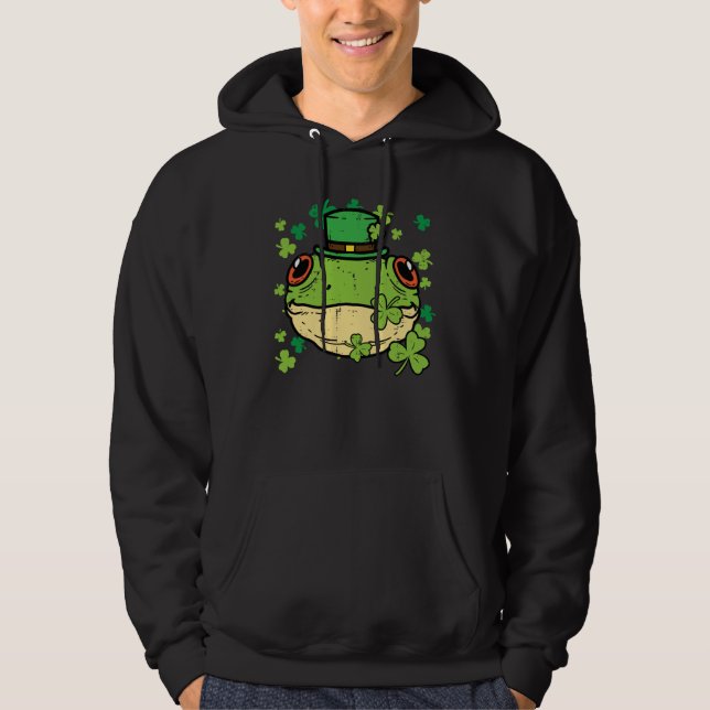 St Patricks Day Frog Face Saint Pattys Paddys Men  Hoodie (Framsida)