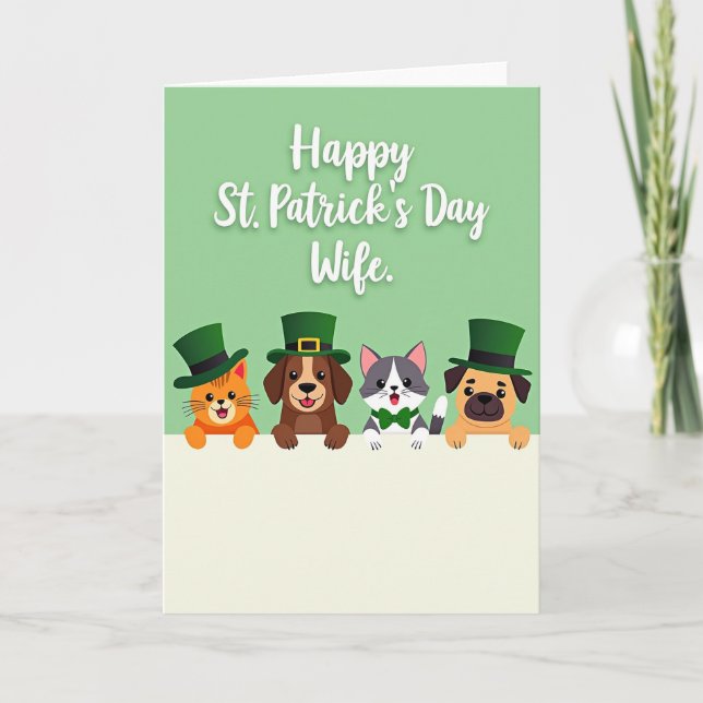St Patricks Day Fru Djur Kort (Framsida)