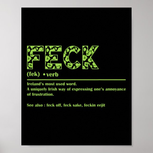 St patricks day Funny Irish Feck Definition for Wo Poster (Framsidan)