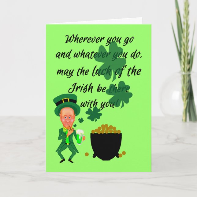 St patrick's day Funny Leprechaun Irish Blessing Kort (Framsida)