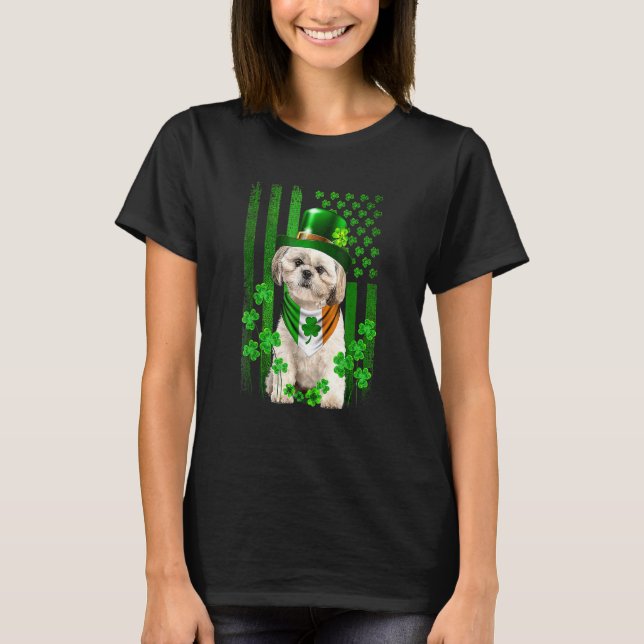 St patrick's day Funny Leprechaun Shih Tzu T Shirt (Framsida)