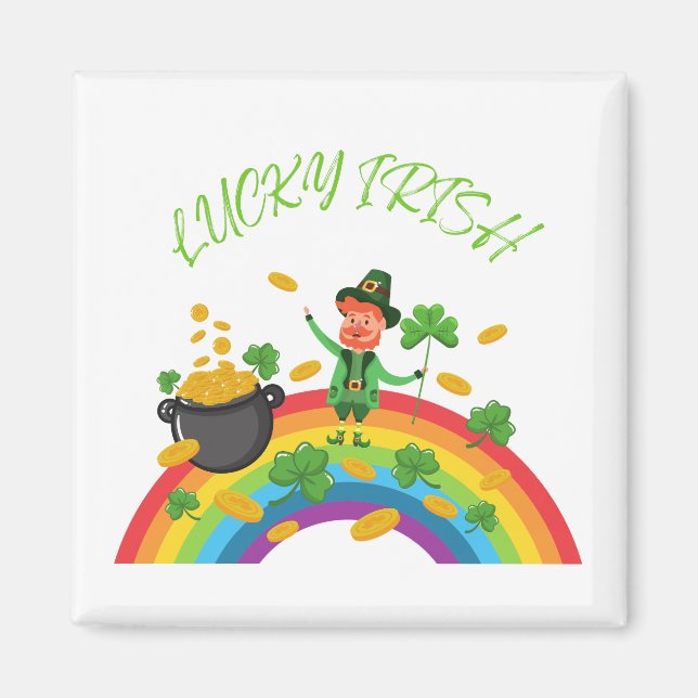 St. Patricks Day - Funny Lucky Irish Leprechaun Magnet (Framsidan)