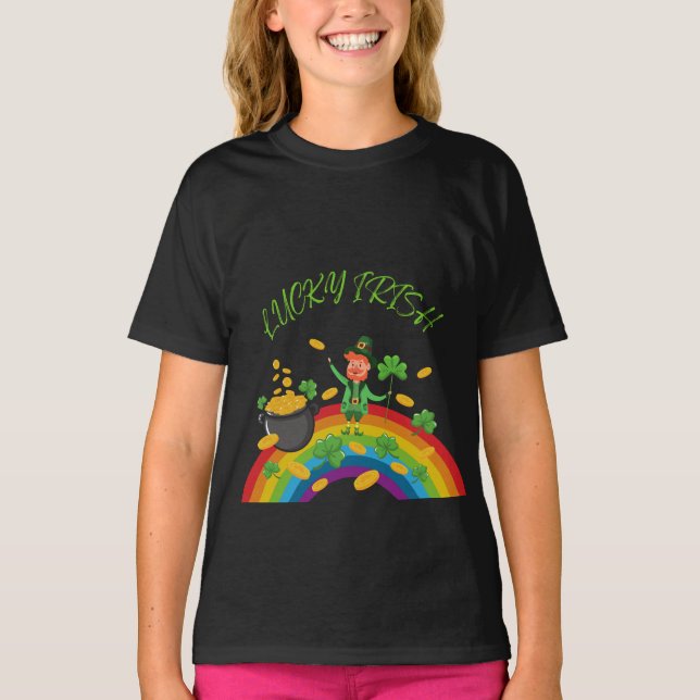 St. Patricks Day - Funny Lucky Irish Leprechaun T Shirt (Framsida)