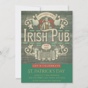 St patrick's day Funny Personlig Irish Pub Inbjudningar