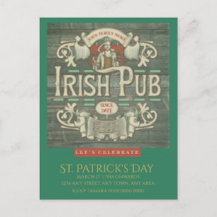 St patrick's day Funny Personlig Irish Pub Vykort