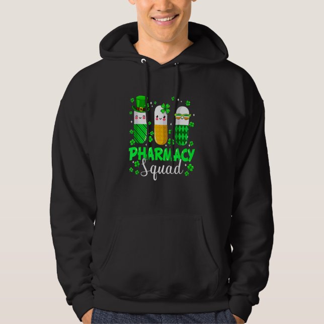 St patrick's day Funny Pharmacy Squad Leprechaun P Hoodie (Framsida)