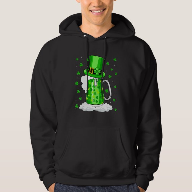St patricks day Funny Shamrock Irish Beer Drinking Hoodie (Framsida)