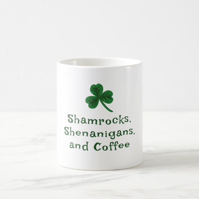 St. Patrick's Day, Funny Text Shamrock, Shenanigan Kaffemugg (Center)
