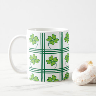 St patricks day Fyra Löv Lucky Klöver Mönster Kaffemugg