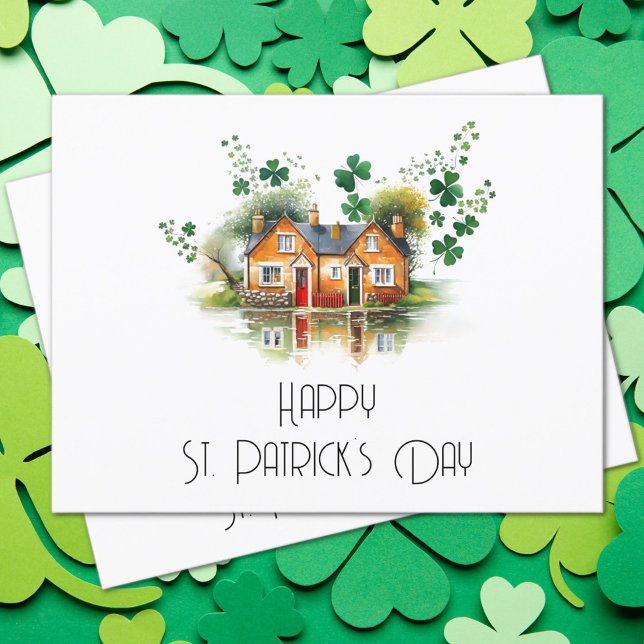 St. Patrick's Day Fyrklöver Hus Mäklare Vykort (St. Patrick's Day Real Estate Postcard)