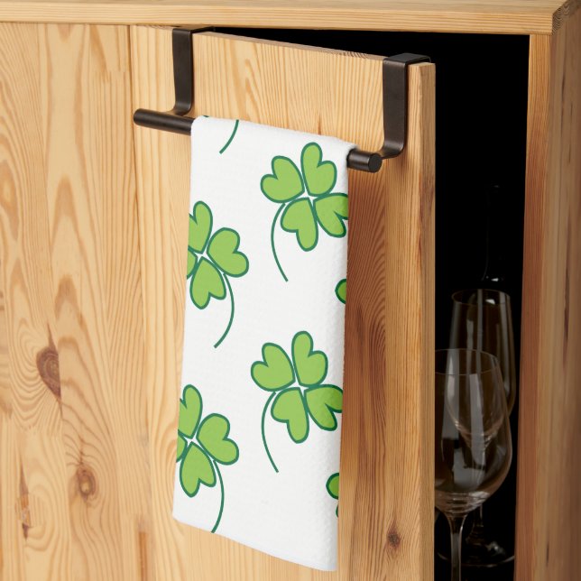 St Patricks Day Fyrklöver Kökshandduk (Thirds Fold)
