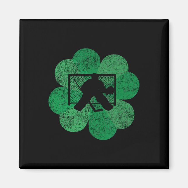 St patricks day Fyrklöver - Lucky Hockey Go Magnet (Framsidan)