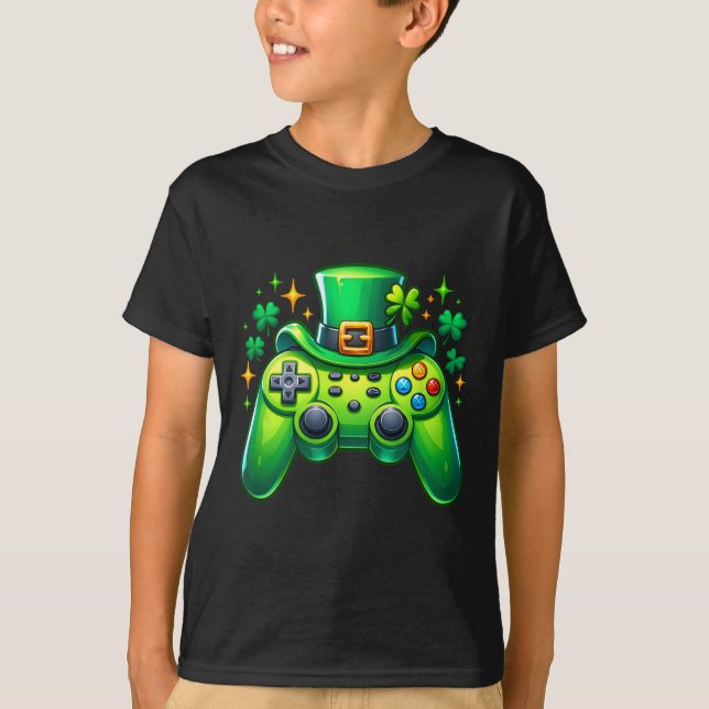 St patricks day Gamer Irish Boys M T Shirt (Framsida)