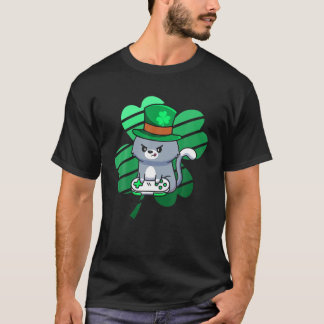 St patricks day Gamer Kids Boys Gaming Leprechaun T Shirt