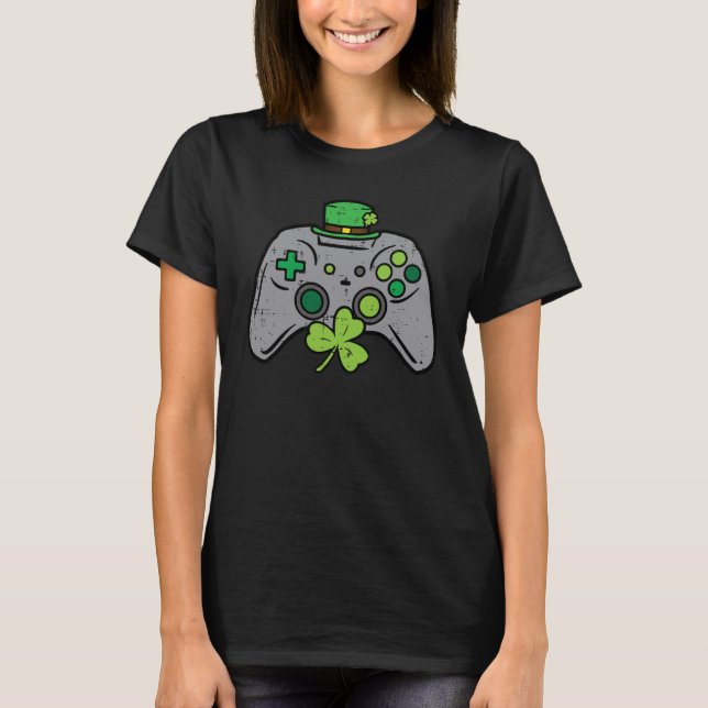 St Patricks Day Gamer Saint Pattys Men Boys Kids Y T Shirt (Framsida)