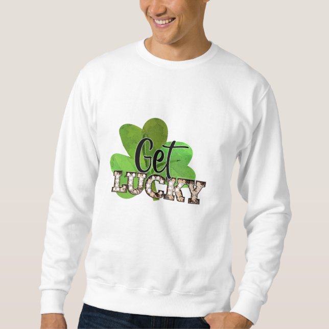 St. Patrick's Day Get Lucky Manar Basic Sweatshirt (Framsida)