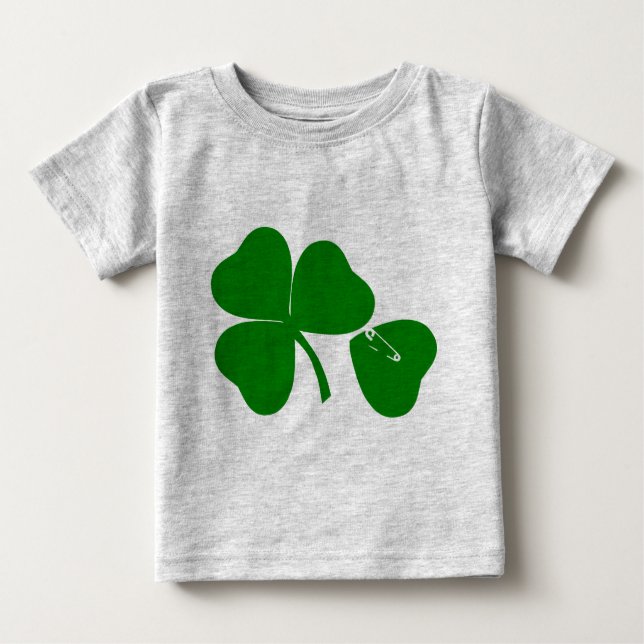 St patrick's day Get Lucky Safety Pin Baby Romper Tee Shirt (Framsida)