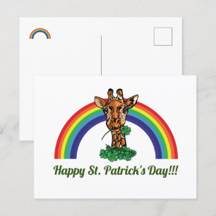 St. Patricks Day Giraffe och Rainbow Postcard Vykort