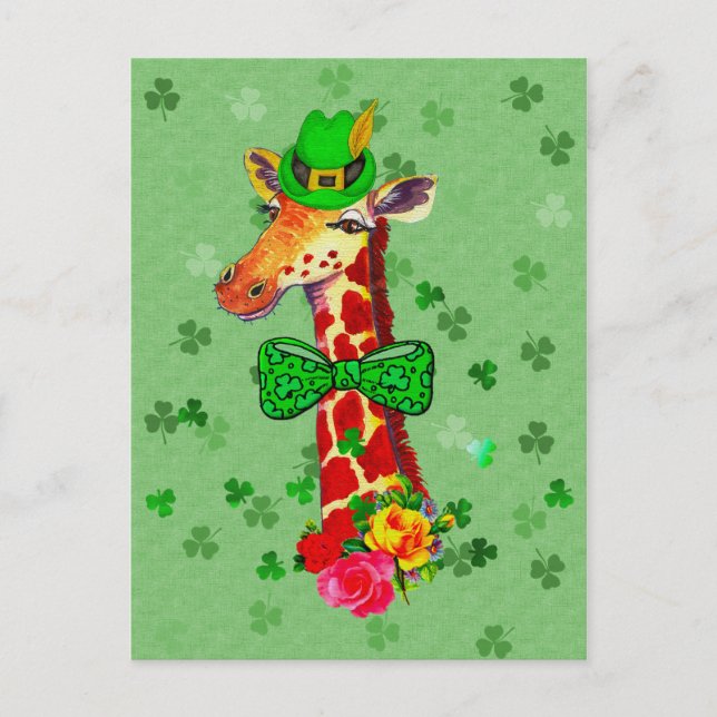 St. Patrick's Day Giraffe Vykort (Framsida)
